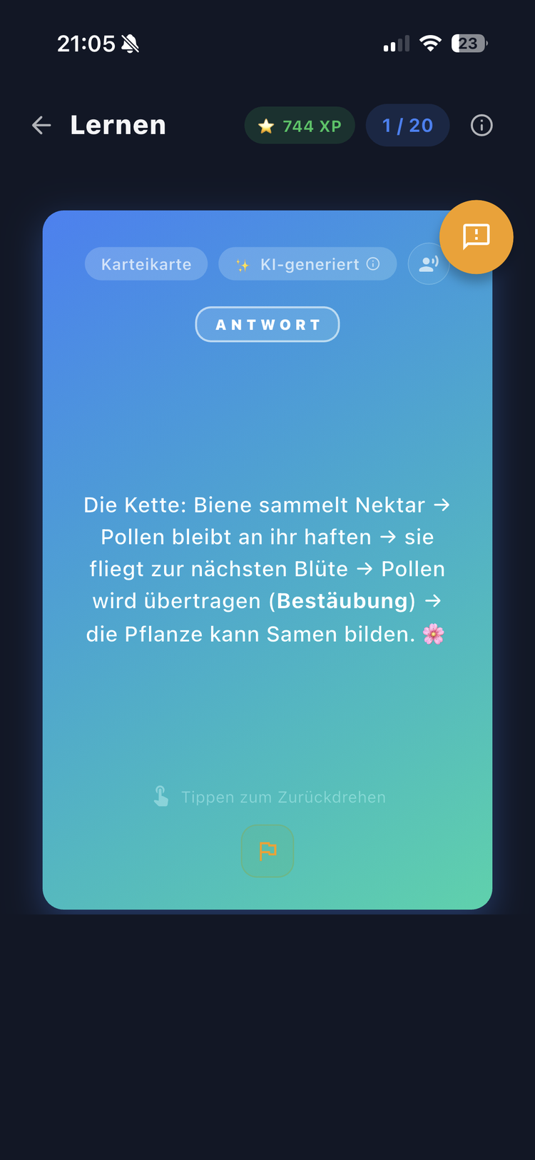 Karteikarte: Antwort